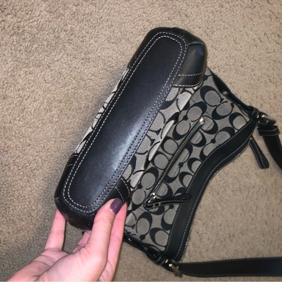 Black and Gray Coach Shoulder Purse - Picture 6 of 8